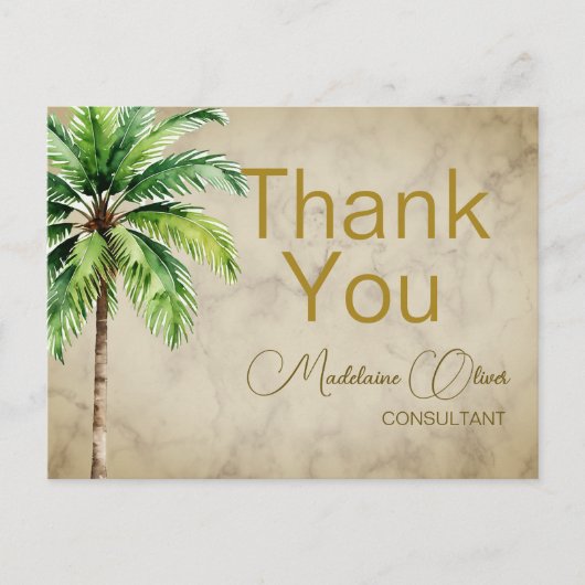 Carte Postale Palmier Aquarelle Tropical Merci (Devant)