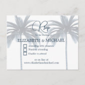 Carte Postale Palmier Bleu Élégant Mariage Moderne RSVP (Devant)