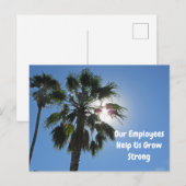 Carte Postale Palmier de reconnaissance des employés Entreprise  (Devant / Derrière)