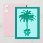 Carte Postale Palmier en pot, turquoise et aqua (Devant / Derrière)