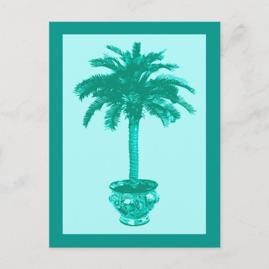 Carte Postale Palmier en pot, turquoise et aqua (Devant)