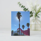 Carte Postale Palmier et dinosaure rose (Debout devant)