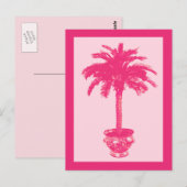 Carte Postale Palmier pointillé, Tons de corail rose (Devant / Derrière)