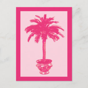 Carte Postale Palmier pointillé, Tons de corail rose