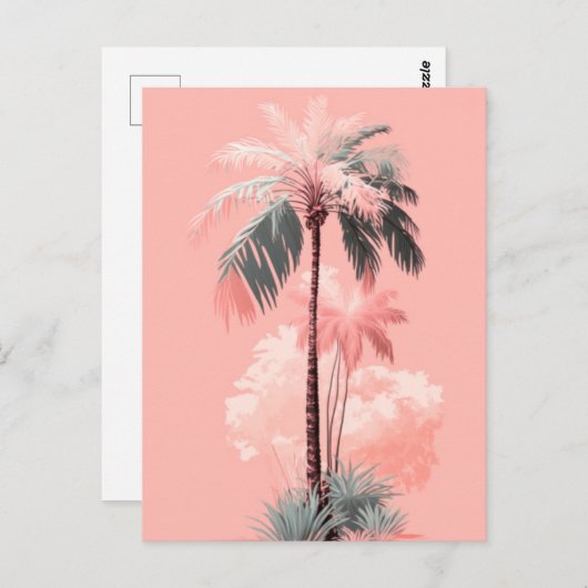 Carte Postale palmier rose (Devant / Derrière)