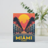Carte Postale Palmiers Art Déco de Miami Beach (Debout devant)