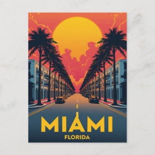 Carte Postale Palmiers Art Déco de Miami Beach