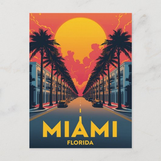 Carte Postale Palmiers Art Déco de Miami Beach (Devant)