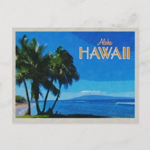 Carte Postale Palmiers d'Hawaï et Vintage voyage de Molokai