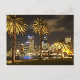 Carte Postale Palmiers et CBD à la nuit, Sydney, Nouveau-Sud