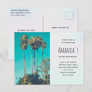 Carte Postale Palmiers tropicaux Californie Invitation d'anniver