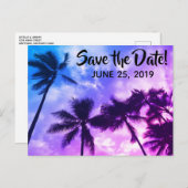 Carte Postale Palmiers tropicaux Enregistrer la date Annonce Car (Devant / Derrière)