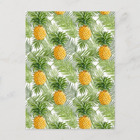 Carte Postale Palmiers tropicaux Feuilles et ananas (Devant)