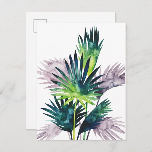 Carte Postale Palmiers Twilight - Franges de palmiers (Devant / Derrière)