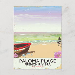 Carte Postale Paloma Plage, affiche de voyage de la Côte d'Azur