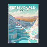 Carte Postale Pamukkale Turquie Travel Art Vintage<br><div class="desc">Conception de déplacement vectorielle rétro Pamukkale. Il est voisin de Hierapolis,  une ancienne ville spa romaine fondée vers 190 av. J.-C.</div>