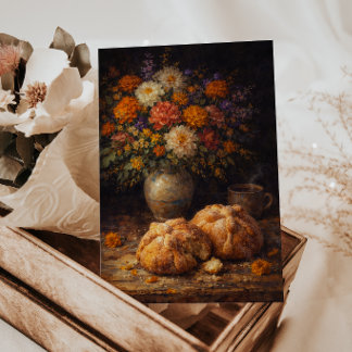 Carte Postale Pan de Muerto Floral Still Life Art Postcard