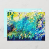 CARTE POSTALE PAN JOUANT DE LA FLÛTE ET CERF DANS UN BOIS VERT (Devant / Derrière)