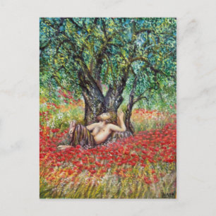 CARTE POSTALE PAN OLIVE ARBRE ET POPIES