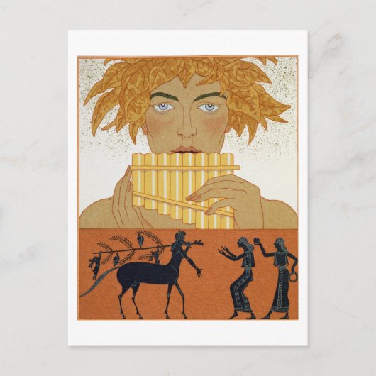 Carte Postale Pan Piper, illustration de "Les Mythes" par Paul (Devant)