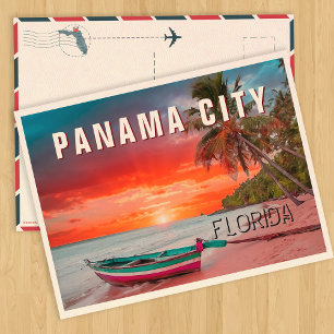Carte Postale Panama City Florida Palm Tree Beach Vintage années