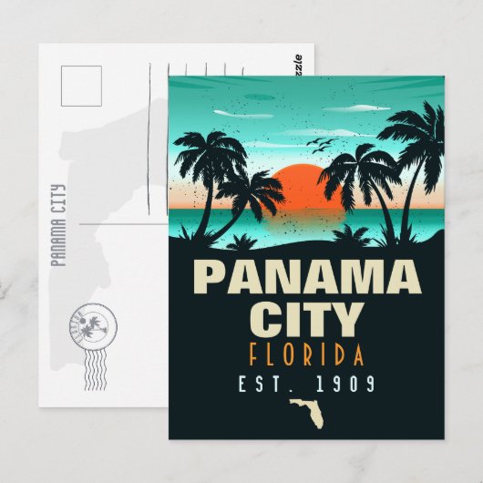 Carte Postale Panama City Florida Retro Sunset Souvenirs 60s (Devant / Derrière)
