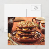 Carte Postale Pancakes au chocolat avec bananes et caramel (Devant / Derrière)