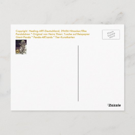 Carte Postale Panda 04 * Panda-Kunst-Postkarte * Panda-Postcards (Dos)
