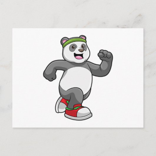 Carte Postale Panda à courir avec bandeau (Devant)
