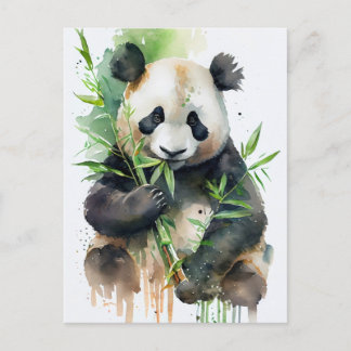 Carte Postale Panda à fourrure noire et blanche