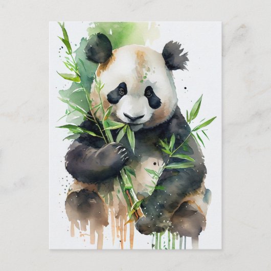 Carte Postale Panda à fourrure noire et blanche (Devant)