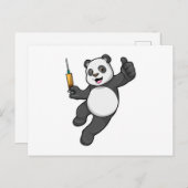 Carte Postale Panda à la vaccination avec seringue (Devant / Derrière)