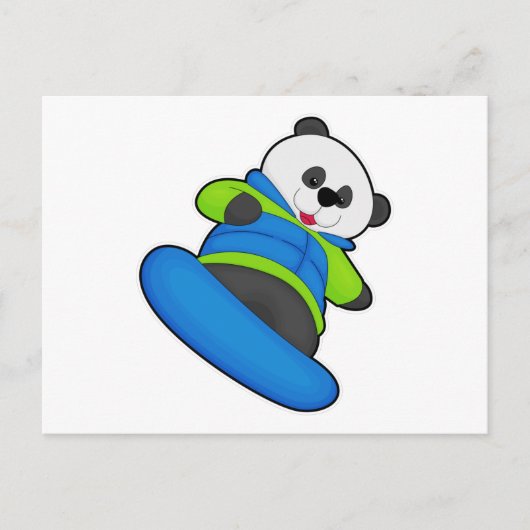 Carte Postale Panda a Snowboarder (Devant)