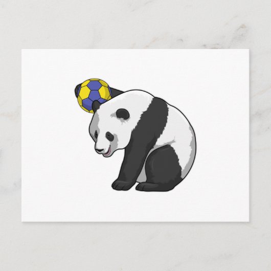 Carte Postale Panda at Handball Sports (Devant)