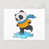 Panda au patinage sur glace avec patins à glace et