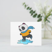 Carte Postale Panda au patinage sur glace avec patins à glace et (Debout devant)