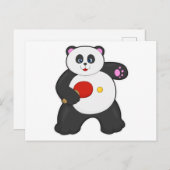 Carte Postale Panda au ping-pong avec raquette de ping-pong (Devant / Derrière)