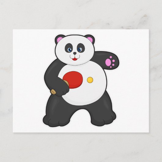 Carte Postale Panda au tennis de table avec raquette de tennis d (Devant)