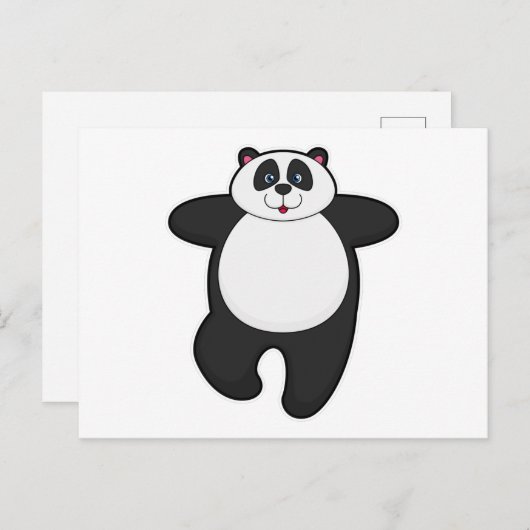 Carte Postale Panda au Yoga Exercice d'étirement (Devant / Derrière)