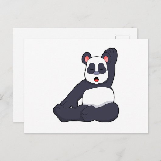 Carte Postale Panda aux exercices de yoga en étirement (Devant / Derrière)