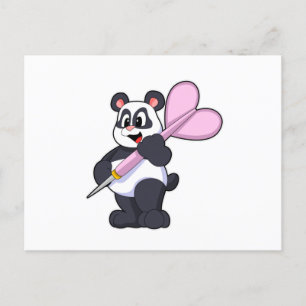Carte Postale Panda aux fléchettes avec Dart