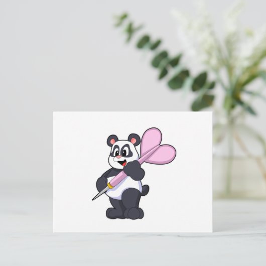 Carte Postale Panda aux fléchettes avec Dart (Debout devant)