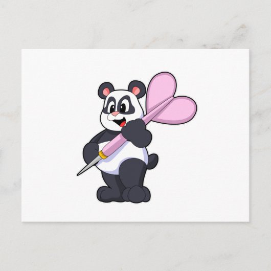 Carte Postale Panda aux fléchettes avec Dart (Devant)