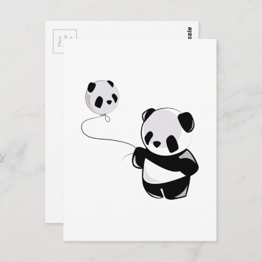 Carte Postale Panda Avec Balcon (Devant / Derrière)