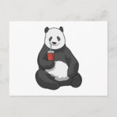 Carte Postale Panda avec boisson (Devant)