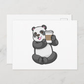 Carte Postale Panda avec café à emporter (Devant / Derrière)