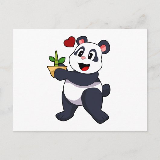 Carte Postale Panda avec Fleur de Bambou (Devant)
