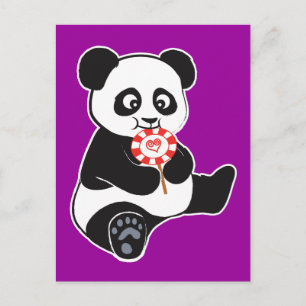 Carte Postale Panda avec lollipop