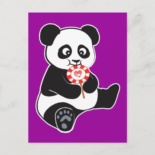 Carte Postale Panda avec lollipop (Devant)