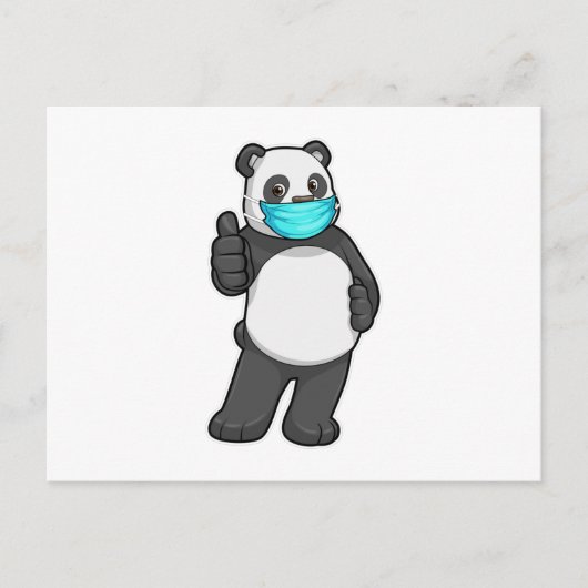 Carte Postale Panda avec masque facial (Devant)